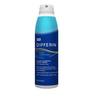 Differin Acne Body Spray, Acne Treatment with Salicylic Acid by the makers of Differin Gel, 360 Formula for Back Acne, Chest and Shoulders, 6 oz | 360 Degree Spray Targets Back, Chest, Shoulders, Salicylic Acid Body Acne Treatment, Dermatologist-Developed, 6 Oz